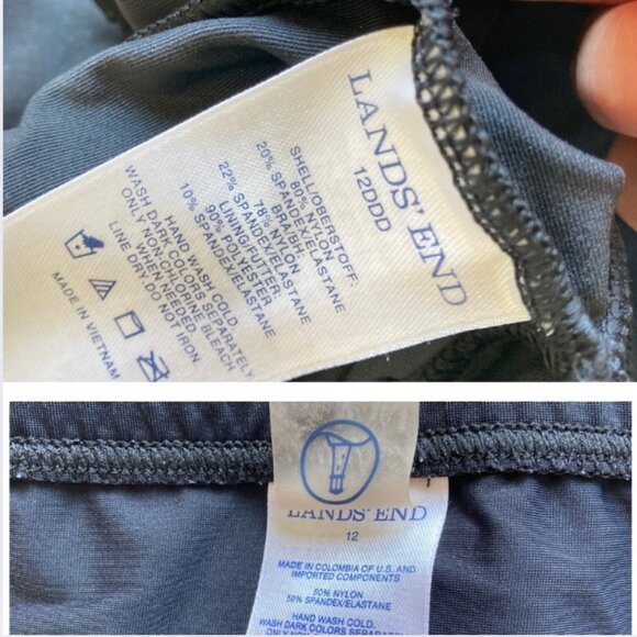 Lands' End Black Two Piece Swim Dress 12DDD Criss Cross Back, High Waist Pant 12 - Picture 15 of 17